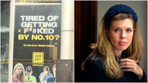 Лондонский тренажерный зал использует изображение Carrie Symonds под линией «надоело получать F * # KED, № 10?»