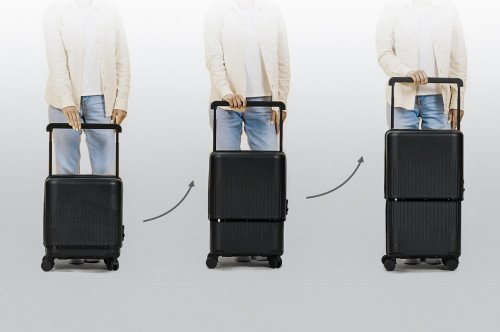 «Невероятно умный» телескопическая багажная сумка Velo может расширяться или с контрактом в зависимости от того, сколько вы упаковываете